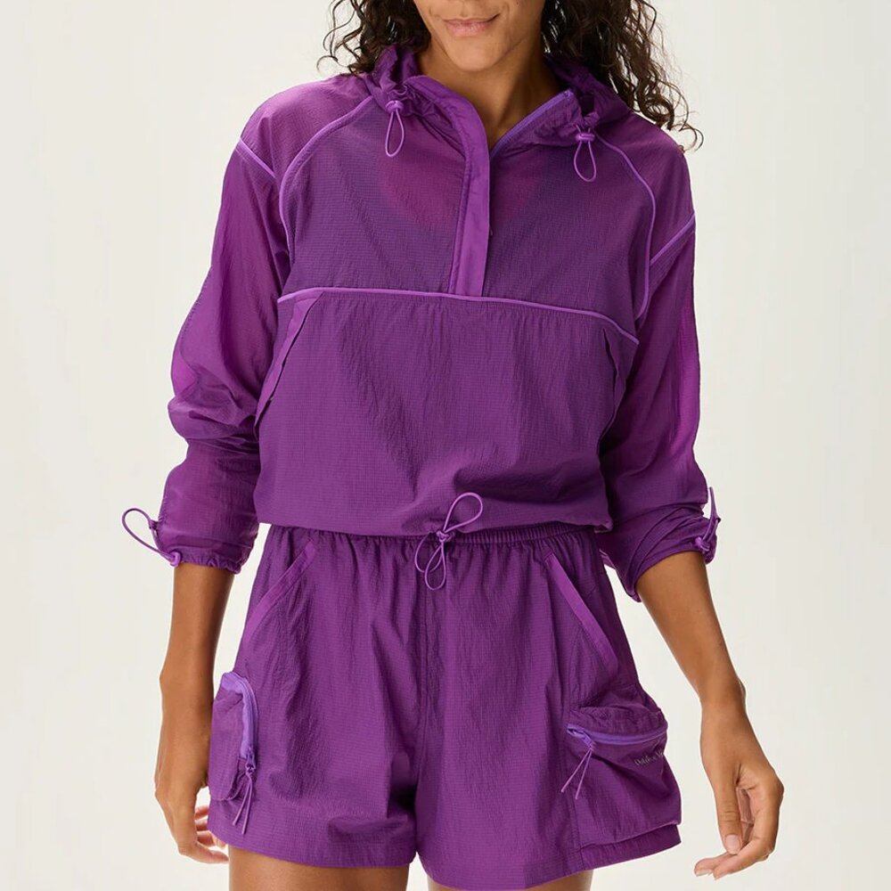 NWT Outdoor Voices Windbreaker Short 3" Size L Purple Jellyfish